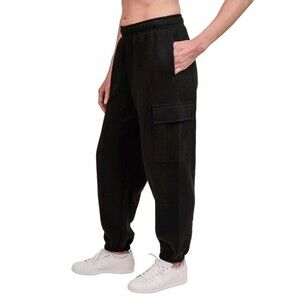 Tuff Athletics Women's Fleece Cargo Pockets Sweatpants Jogger, Black,  L  NWT D2